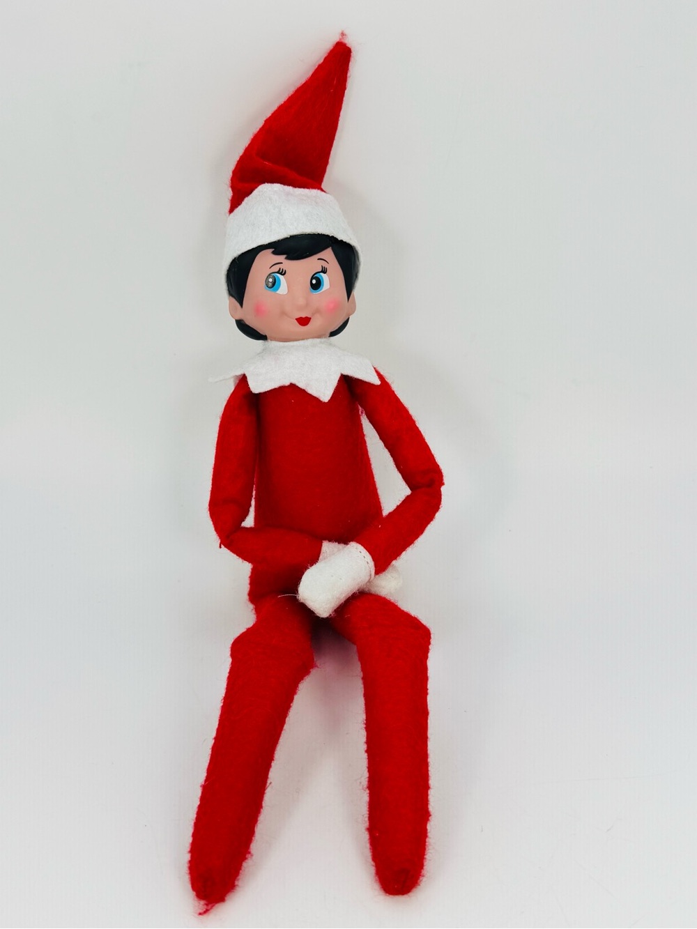 Elf on the Shelf Girl Doll Brown Hair Hard Face 12"